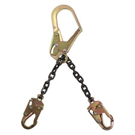 Condor Condor Positioning Lanyard, 21" Length, Snap Hook, Steel, 2 Leg(s), 130 to 310 lb. Weight Capacity 35KU74