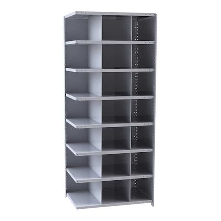 Hallowell Add-On Open Bin Storage Unit, 36 in W x 24 in D x 87 in H, 21 Compartments, Gray, Steel A5526-24HG