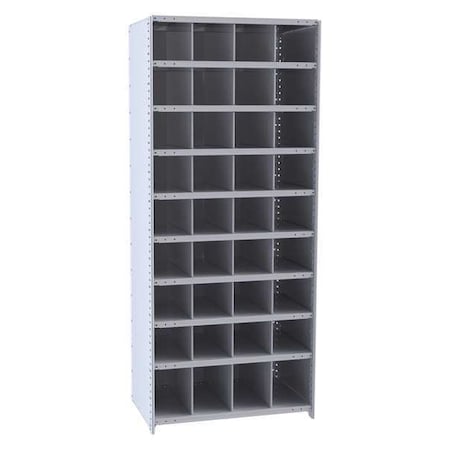 Hallowell Steel Starter Pigeonhole Bin Unit, 18 in D x 87 in H x 36 in W, 10 Shelves, Gray 5527-18HG