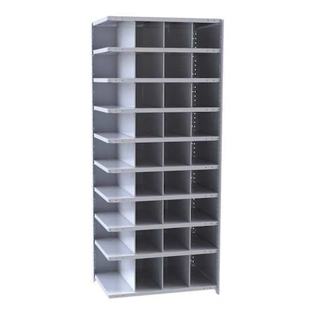 Hallowell Steel Add-On Pigeonhole Bin Unit, 24 in D x 87 in H x 36 in W, 10 Shelves, Gray A5527-24HG