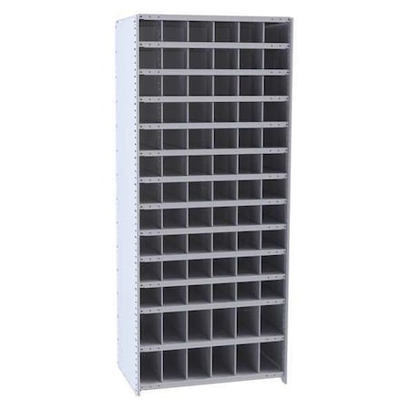 HALLOWELL Steel Starter Pigeonhole Bin Unit, 18 in D x 87 in H x 36 in W, 14 Shelves, Gray 5529-18HG