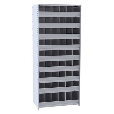 Hallowell Steel Starter Pigeonhole Bin Unit, 12 in D x 87 in H x 36 in W, 10 Shelves, Gray 5530-12HG
