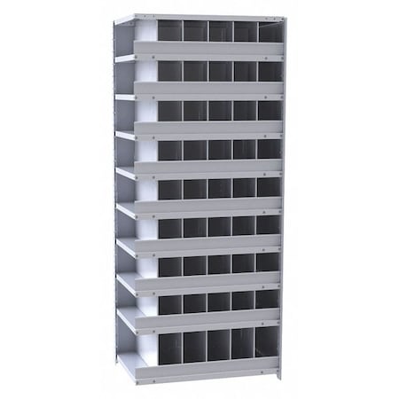 Hallowell Steel Add-On Pigeonhole Bin Unit, 12 in D x 87 in H x 36 in W, 10 Shelves, Gray A5530-12HG