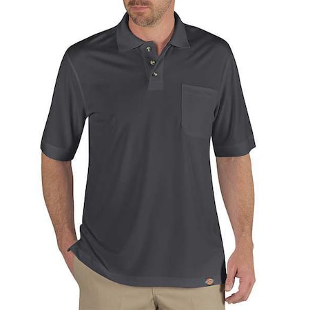 Dickies Men's Short Sleeve Polo Shirt, Polyester, Button, Gray, M LS44CH RG M