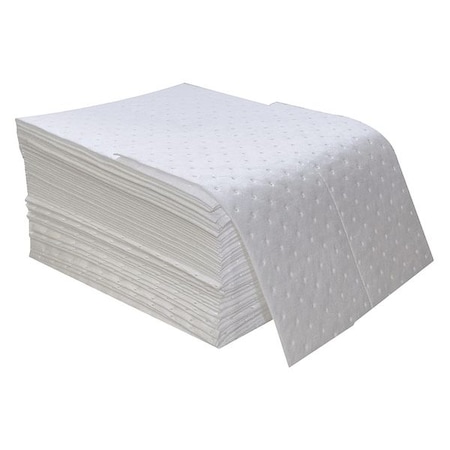 Spilfyter Sorbent Pad, 16 gal, 16 in x 18 in, Oil, White, Polypropylene OS-100
