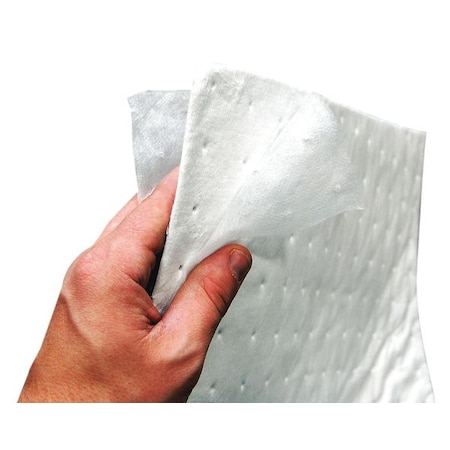 Spilfyter Sorbent Pad, 28 gal, 16 in x 18 in, Oil, White, Polypropylene ZS-72
