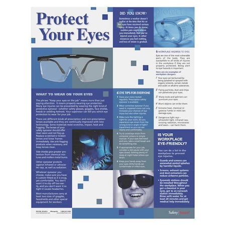 Safetyposter.Com Safety Poster, Protect Your Eyes, 22 in H x, 17 in W, Paper P4607