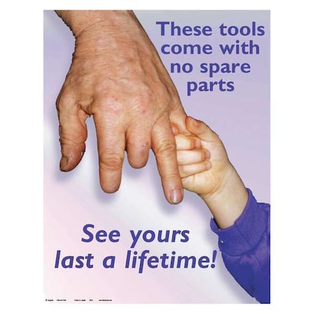 Safetyposter.Com Safety Poster, These Tools Come with No Spare Parts. See Yours Last A Lifetime, 22 in H x, 17 in W SW0039