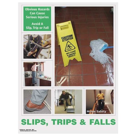 Safetyposter.Com Safety Poster, Slips, Trips and Falls, 22 in H x, 17 in W, Paper SW0221