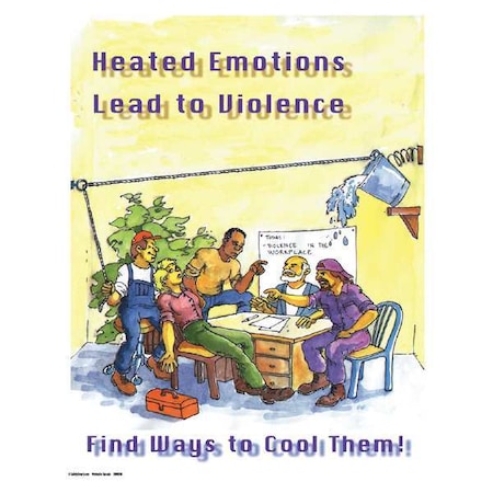Safetyposter.Com Safety Poster, Heated Emotions Lead to Violence, 22 in H x, 17 in W, Paper SW0006
