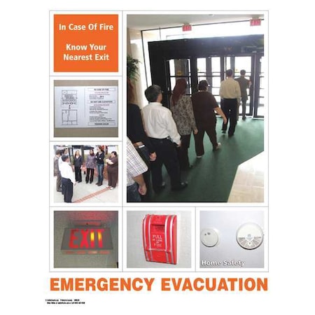 Safetyposter.Com In Case of Fire Know Your Nearest Exit Emergency Evacuation, 22 in H x, 17 in W, Paper SW0229