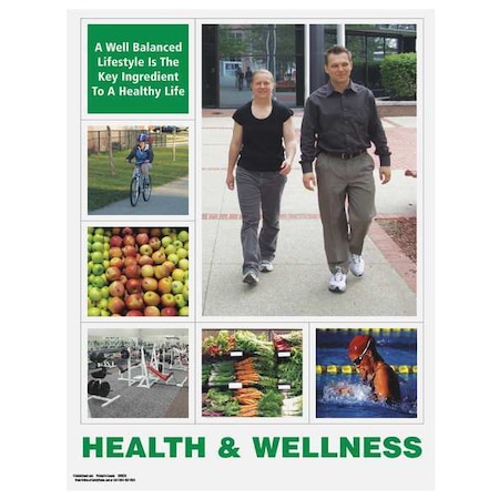 Safetyposter.Com Safety Poster, A Well Balanced Lifestyle is The Key Ingredient to A Healthy Life, 22 in H x, Paper SW0226