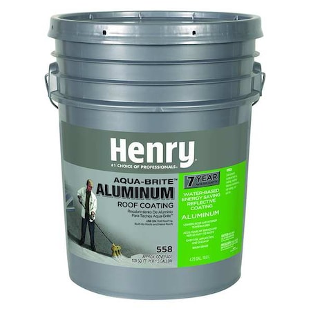 Henry Aluminum Roof Coating, 5 gal, Pail, Silver HE558018