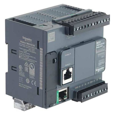 Schneider Electric Controller, 24VDC, 4.17in H, Ethernet, Relay TM221CE16R
