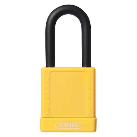 Abus Lockout Padlock, Keyed Different, Plastic-Covered Aluminum, Yellow, 1 1/2 in Shackle Height 74/40 KD YELLOW