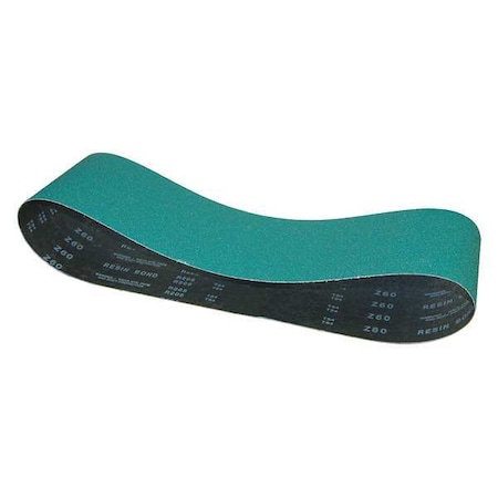 ARC ABRASIVES Sanding Belt, Coated, 2 in W, 34 in L, 60 Grit, Medium, Zirconia Alumina, Not Applicable, Green 71493405-2