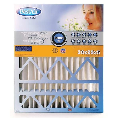 BESTAIR PRO 20 in x 25 in x 5 in Synthetic Furnace Air Cleaner Filter, MERV 13 2 PK CB2025-13C