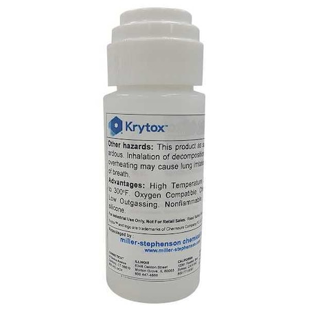 Krytox High-Performance Lubricant, 1 oz, Bottle, PFPE Base, 400 Degrees F Max Op Temp, Colorless LBDGPL105