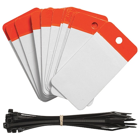 Brady Blank Shipping Tag, Polyester, 4" H x 2" W, Orange, Rectangle, 25 PK 102002