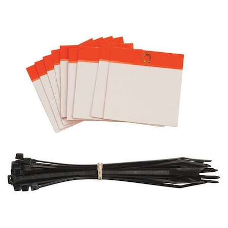 Brady Blank Shipping Tag, Polyester, 3" H x 3" W, Orange, Rectangle, 25 PK 102008
