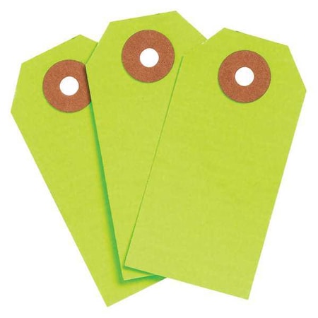 Brady Blank Shipping Tag, Cardstock, 2-3/4" H x 1-3/8" W, Fluorescent Green, Rectangle, 1000 PK 102064