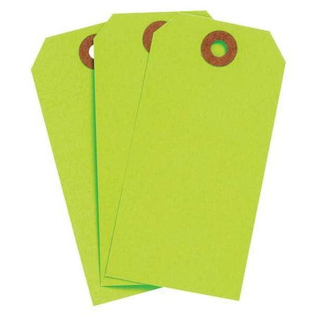 Brady Blank Shipping Tag, Cardstock, 4-1/4" H x 2-1/8" W, Fluorescent Green, Rectangle, 1000 PK 102067