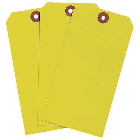 Brady Blank Shipping Tag, Cardstock, 6-1/4" H x 3-1/8" W, Fluorescent Yellow, Rectangle, 1000 PK 102079