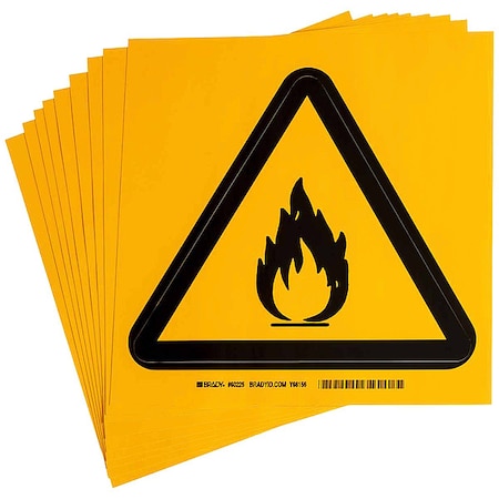 Brady Label, PS Vinyl, 8inHx8inW, Flam Mat, PK10 60225
