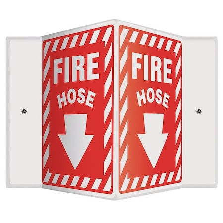Accuform Fire Hose Sign, 12 in Height, 14 in Width, Plastic, V-Shaped, English PSP316