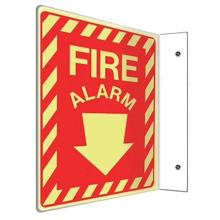 Accuform Fire Alarm Sign, 12X9", Yellow/Red PSP401