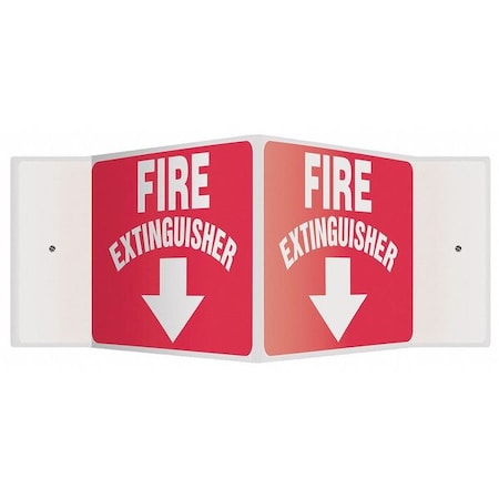 Accuform Fire Extinguisher Sign, 8 in Height, 18 in Width, Plastic, V-Shaped, English PSP364