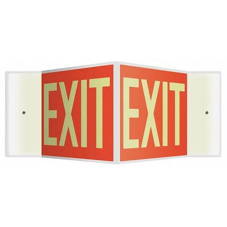 Accuform Exit Sign, Plastic, 18" W, 8" H, Exit, Red PSP338