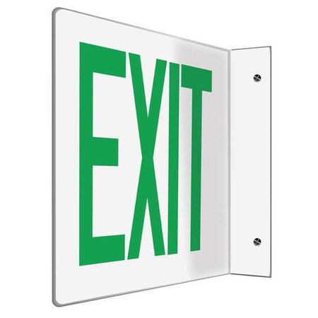 Accuform Exit Sign, Plastic, 12" W, 8" H, Exit, White PSP228