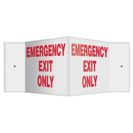 Accuform Exit Sign, Plastic, 18" W, 8" H, Emergency Exit Only, White PSP336