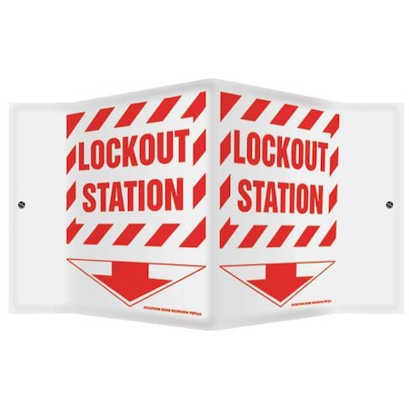 Accuform V-Shape Projection Sign, 6 in Height, 8 1/2 in Width, Plastic, V-Shaped, English PSP313