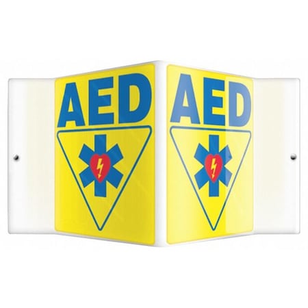 Accuform AED, 8-1/2" W x 6" H, V-Shaped, Plastic, PSP607 PSP607