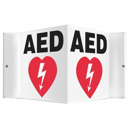 Accuform AED, 8 1/2 in W x 6 in H, V-Shaped, Plastic, PSP609 PSP609
