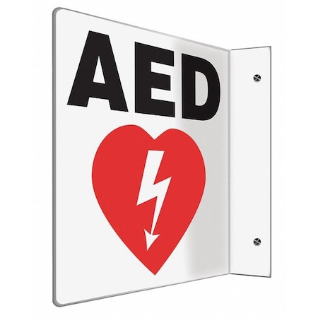 Accuform AED, 8" W x 8" H, L-Shaped, Plastic, PSP708 PSP708