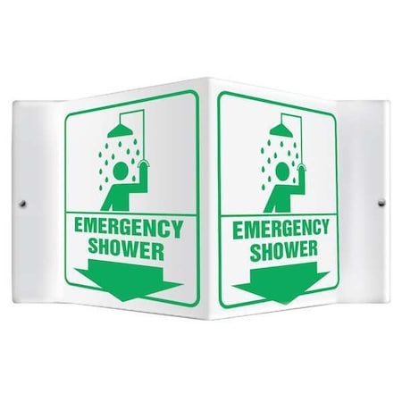 Accuform Emergency Shower, 8-1/2" W x 6" H, V-Shaped, Plastic, PSP608 PSP608