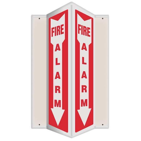 Accuform Fire Alarm Sign, 18 in Height, 7 1/2 in Width, Plastic, V-Shaped, English PSP328