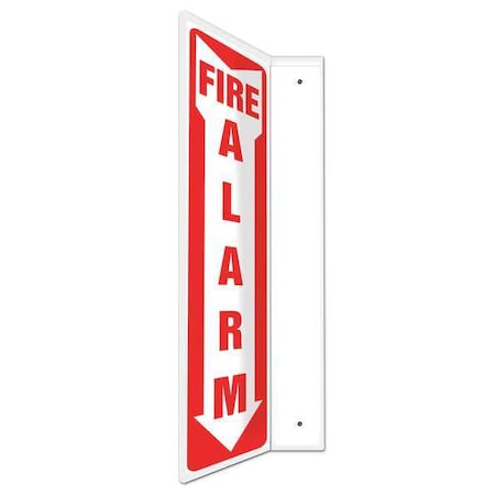 Accuform Fire Alarm Sign, 18 in Height, 4 in Width, Plastic, L-Shaped, English PSP402