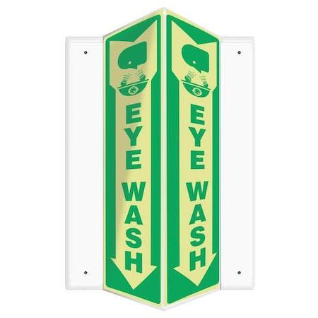 Accuform Eye Wash, 7-1/2" W x 18" H, V-Shaped, Plastic, PSP806 PSP806