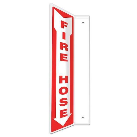 Accuform Fire Hose Sign, 24 in Height, 4 in Width, Plastic, L-Shaped, English PSP748