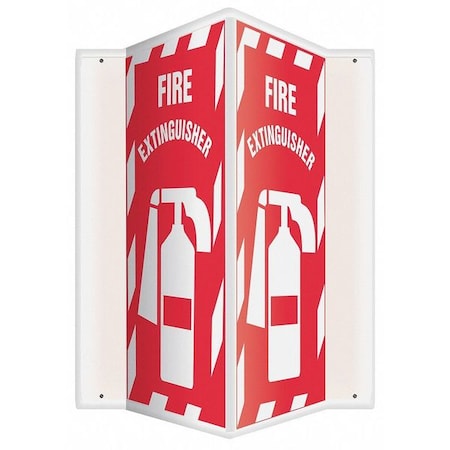 Accuform Fire Extinguisher Sign, 24 in Height, 18 in Width, Plastic, V-Shaped, English PSP358