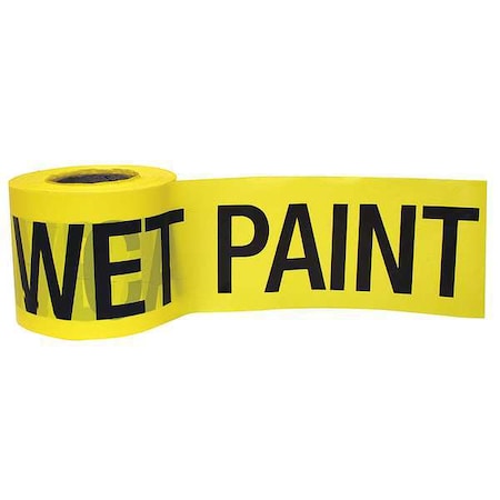 Zoro Select Barricade Tape, Caution Wet Paint, Yellow, 3 in Wide x 300 ft Length, Polyethylene, 2 mil 16101