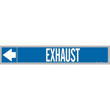 Brady Pipe Marker, Exhaust, Wht Leg., 1in.Hx8in.W 108950