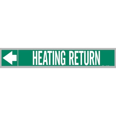 Brady Pipe Marker, Heating Return, Wht Leg., 2inH 109056