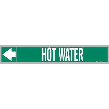 Brady Pipe Marker, Hot Water, Wht Leg., 1inHx8inW 109221