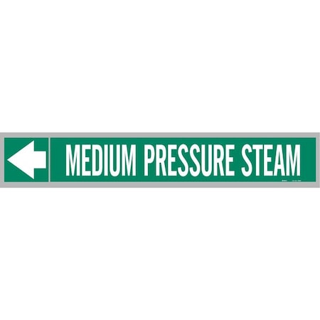 Brady Pipe Marker, Medium Pressure Steam, 2in.H 109468