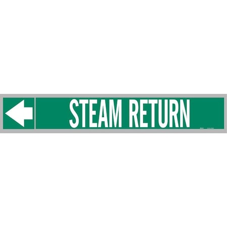 Brady Pipe Marker, Steam Return, Wht Leg., 2in.H 109741